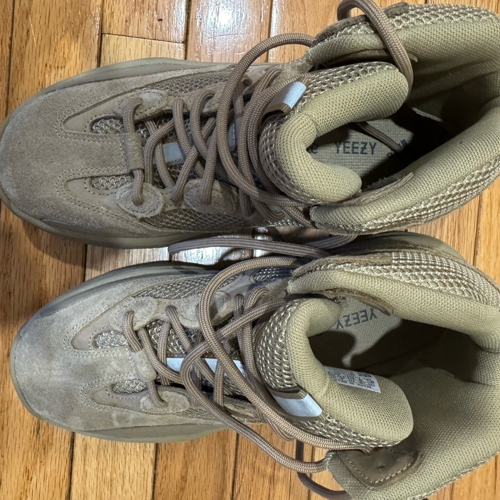 Yeezy Tan Suede Mesh High-Top Sneakers